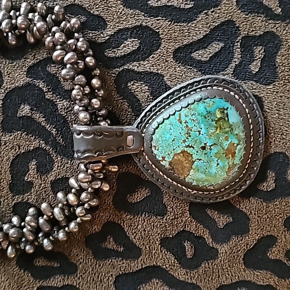 J. FORKS DESIGNS 75 CT ROYSTON TURQUOISE & PEACOCK FRESHWATER PEARL NECKLACE! - Picture 2 of 11